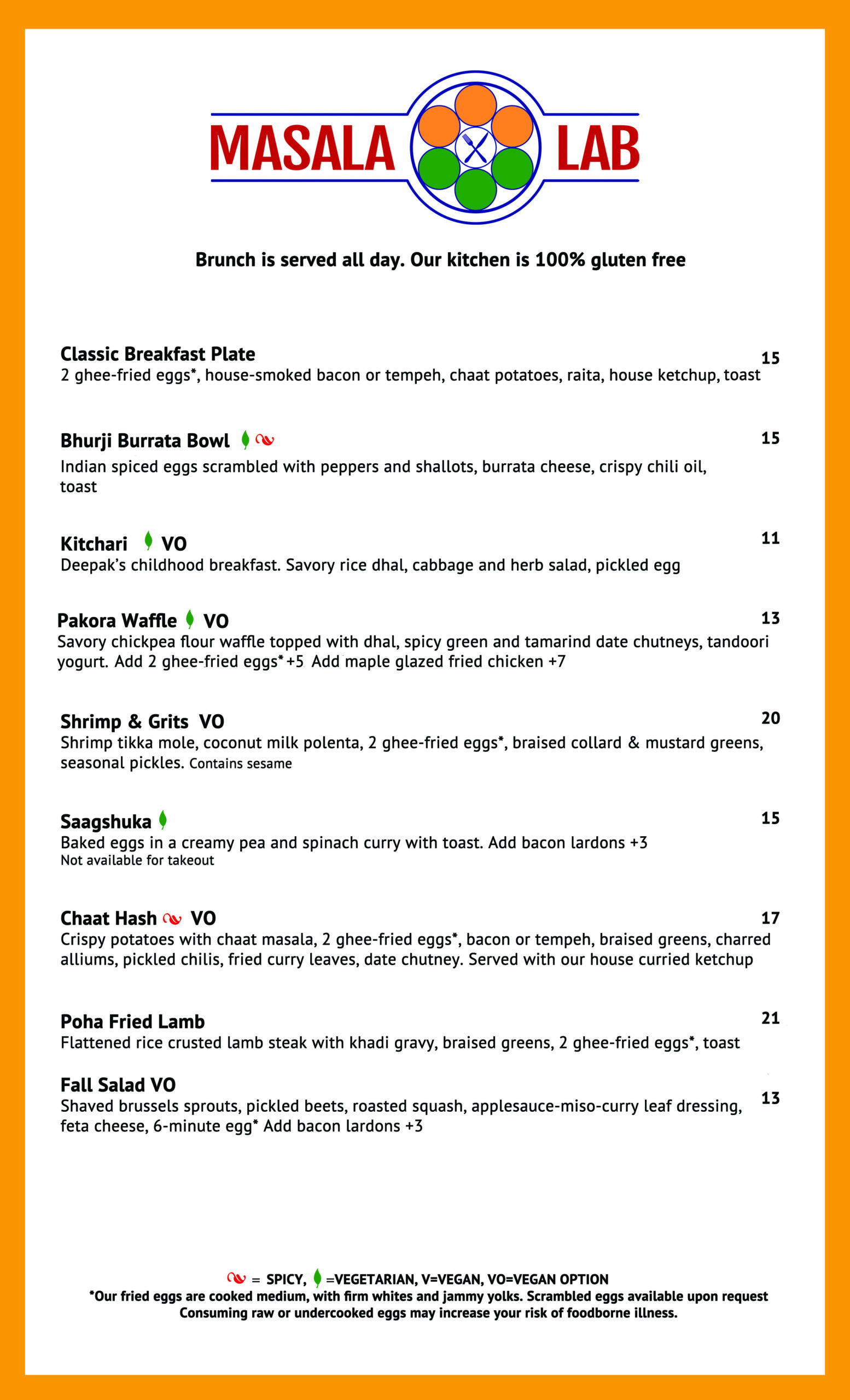 Our menu masala lab pdx